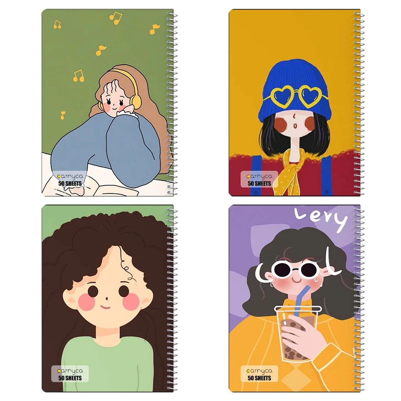 دفتر نقاشي 50 برگ کارنيکا طرح Minimalist Girl کد 43442 مجموعه 4 عددی