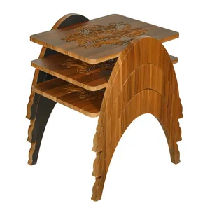 میز عسلی چشمه نور کد D-105-BR بسته 3 عددی