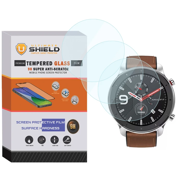 محافظ صفحه نمایش شیشه ای آلتیمیت شیلد مدل SH-UL مناسب برای ساعت هوشمند آمیزفیت GTR 47mm بسته سه عددی