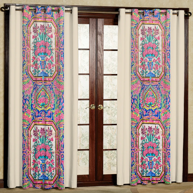 پرده طرح کاشی هازان پانچی کد 1971 سایز 140x200 سانتی متر