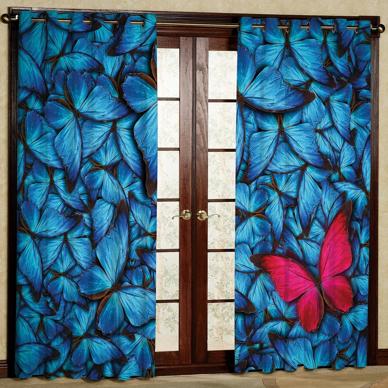  پرده چاپی  مدل هازان طرح پروانه سایز 280x140 سانتی متر