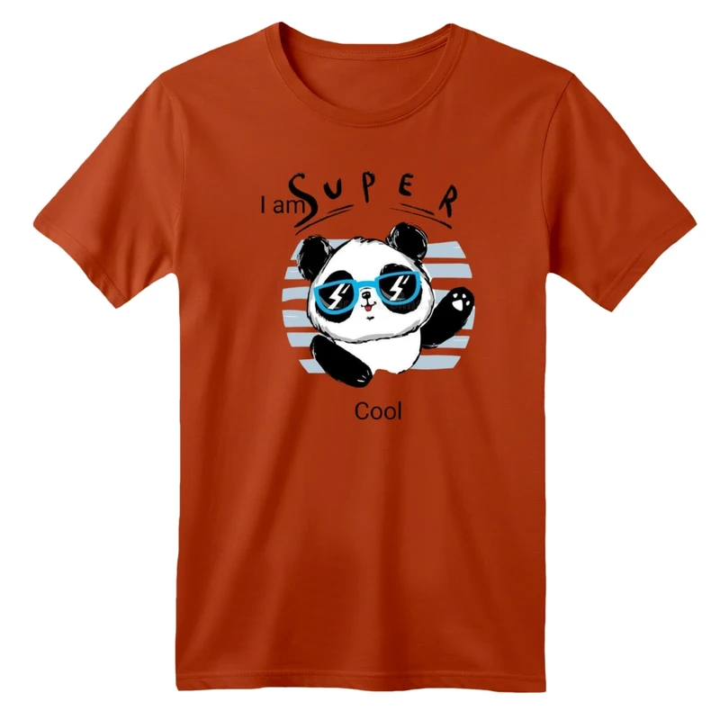 تی شرت آستین کوتاه بچگانه مدل پاندا و عینک