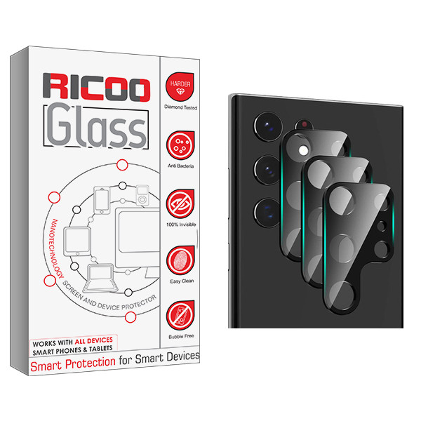 محافظ لنز دوربین ریکو مدل Glass SFLL مناسب برای گوشی موبایل سامسونگ Galaxy S22 ULTRA بسته سه عددی