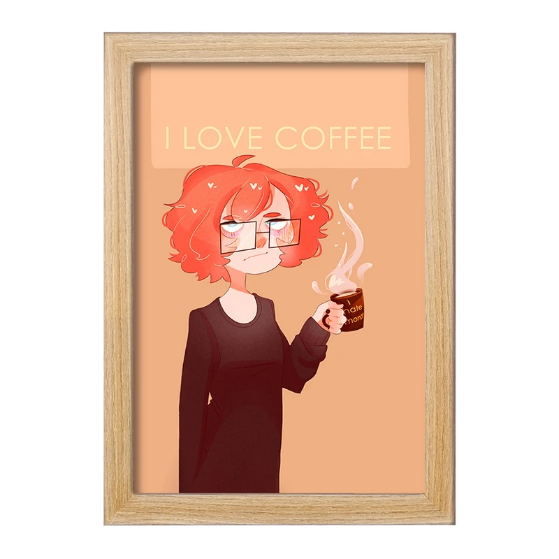 تابلو خندالو مدل I Love Coffee کد F2506