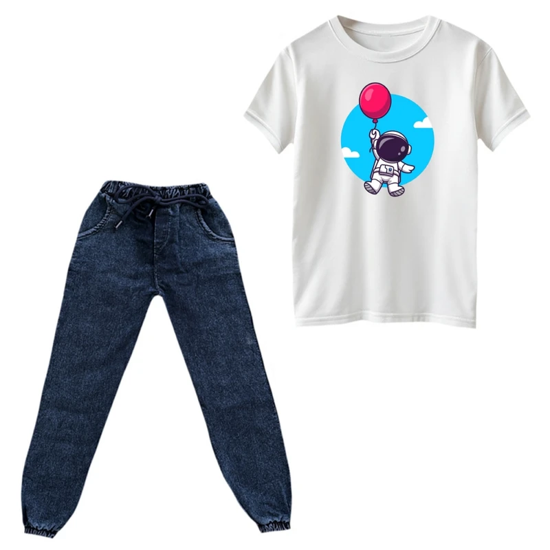 ست تی‌شرت و شلوار پسرانه مدل فضانورد کد ۱۱