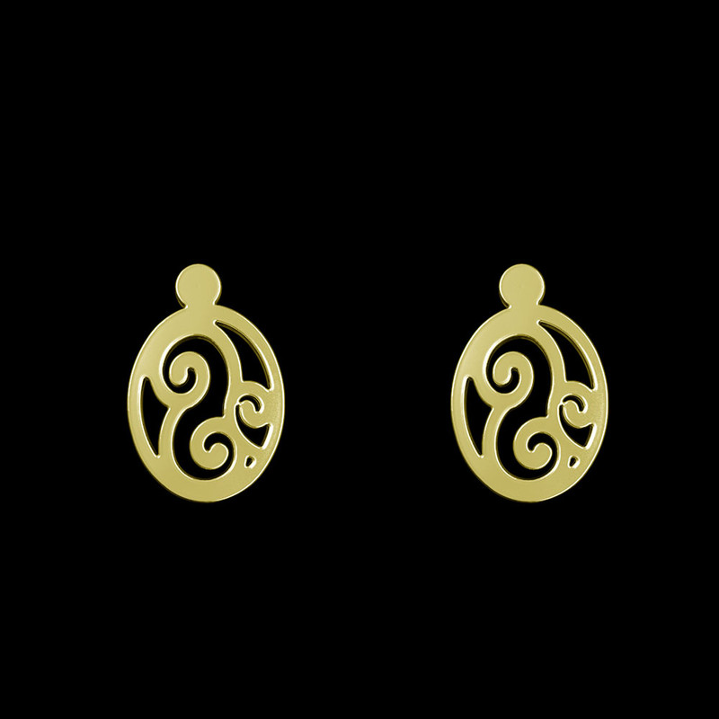 گوشواره طلا 18 عیار زنانه مدوپد مدل بیضی کد GA1-10323