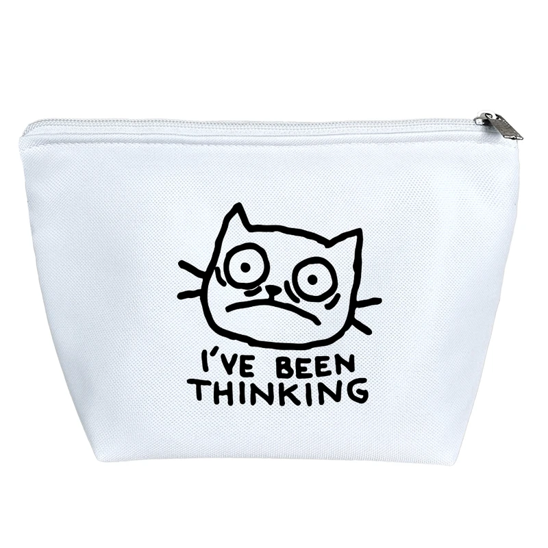 کیف لوازم آرایش دخترانه خندالو مدل گربه در حال فکر کد 8346