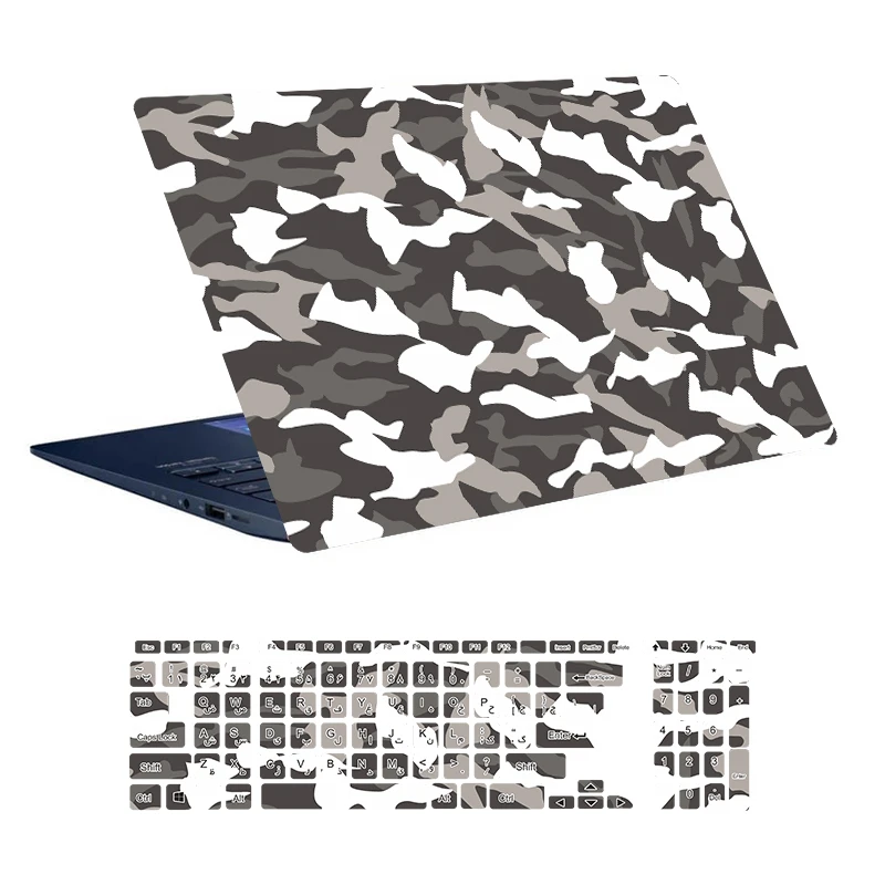 استیکر لپ تاپ توییجین و موییجین طرح Military کد 38 مناسب برای لپ تاپ 15.6 اینچ به همراه برچسب حروف فارسی کیبورد 
