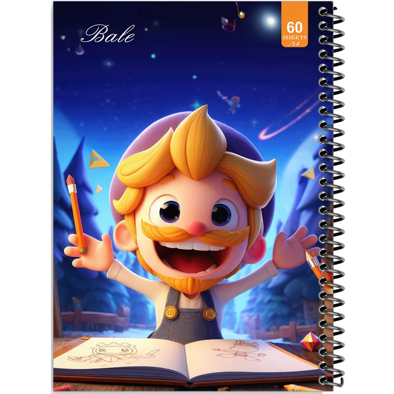 دفتر نقاشی 60 برگ انتشارات بله طرح فانتزی پسرانه کد A4-O47