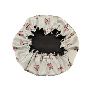 کلاه خواب زنانه مدل ساتن ابریشم طرح پاپیون