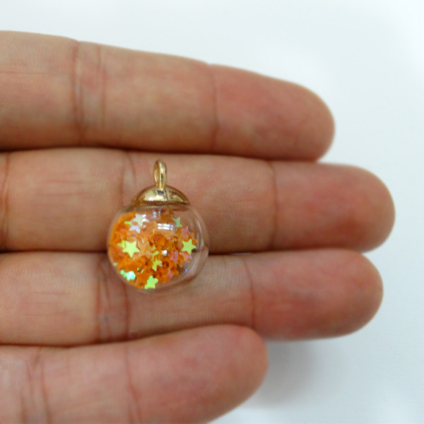 آویز گردنبند دخترانه مدل گوی شیشه ای پر ستاره کد AG 574