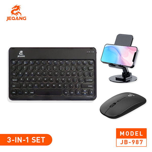 قیمت و خرید کیبورد و ماوس بلوتوثی جکنگ مدل JB-987 3 In 1 SET