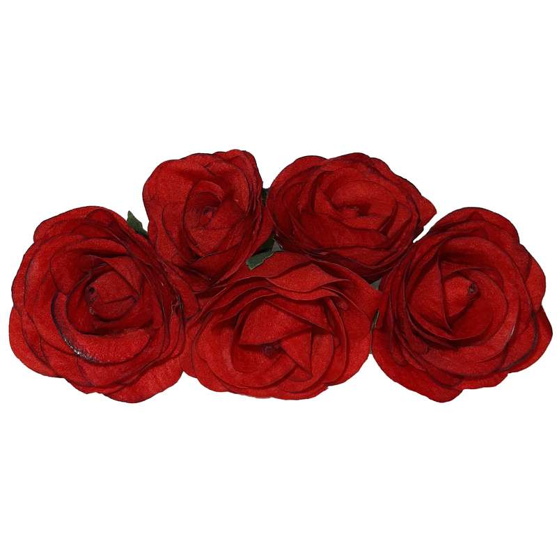 گل مصنوعی مدل سر گل رز بسته پنج عددی