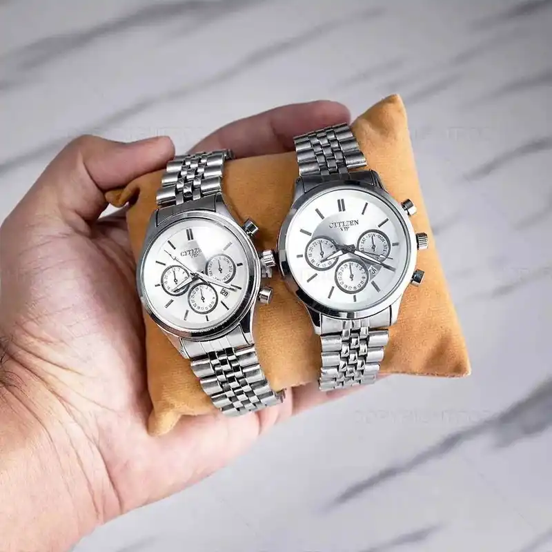 ست ساعت مچی عقربه ای  زنانه و مردانه  مدل تک موتور ساده 04