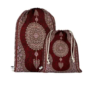 نظم دهنده سفری مدوپد طرح قالی قم ترنجی طره‌دار مدل C-Ghom165 بسته 2 عددی