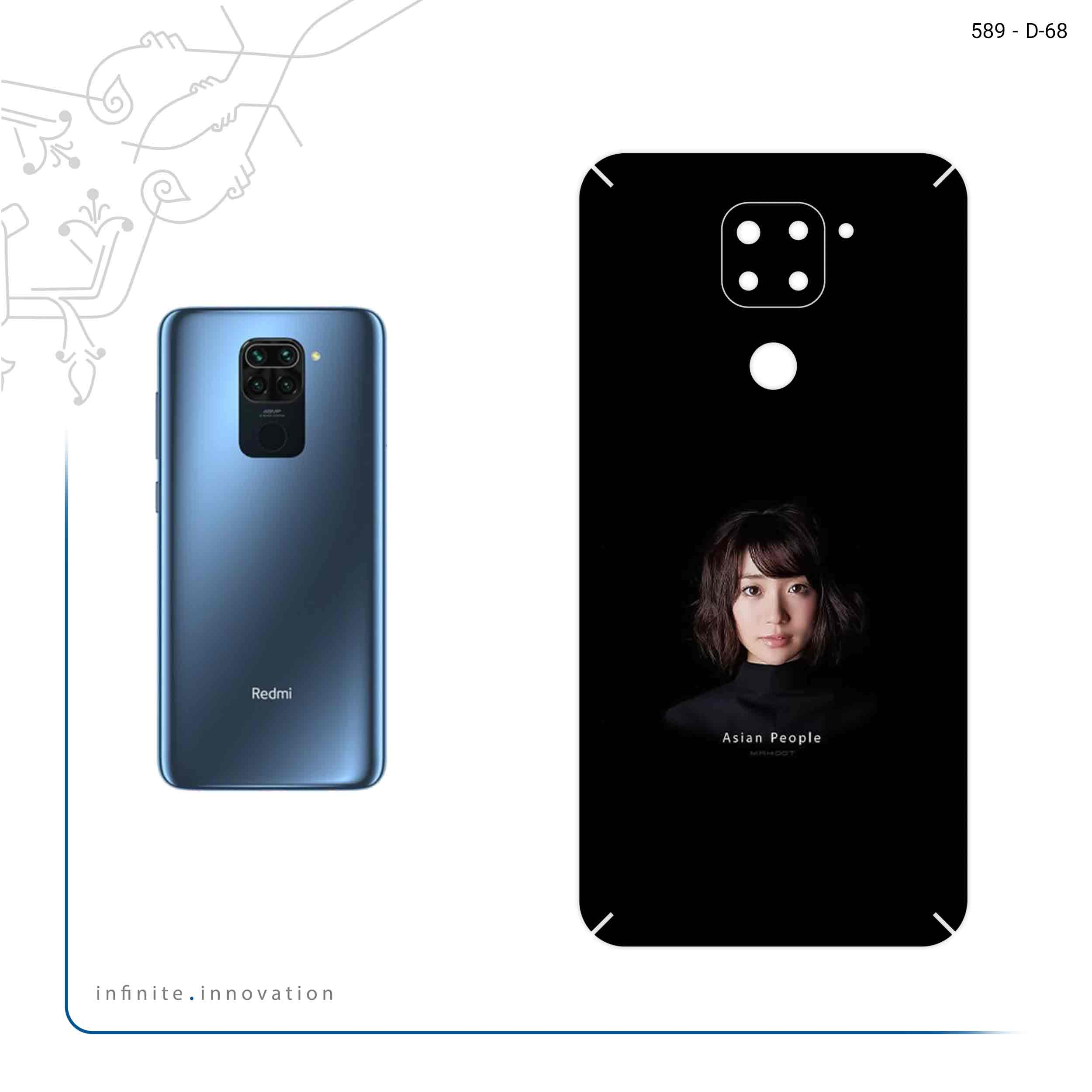 برچسب پوششی ماهوت مدل Portrait of an Asian Woman مناسب برای گوشی موبایل شیائومی Redmi 10X