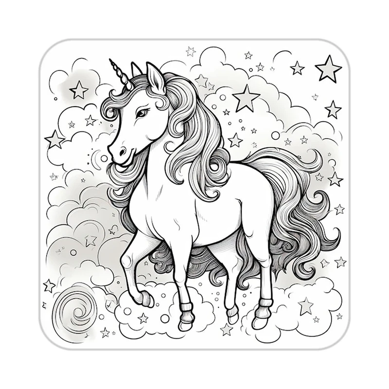 زیر لیوانی کاکتی طرح اسب تک شاخ و یونیکورن مدل mp32548