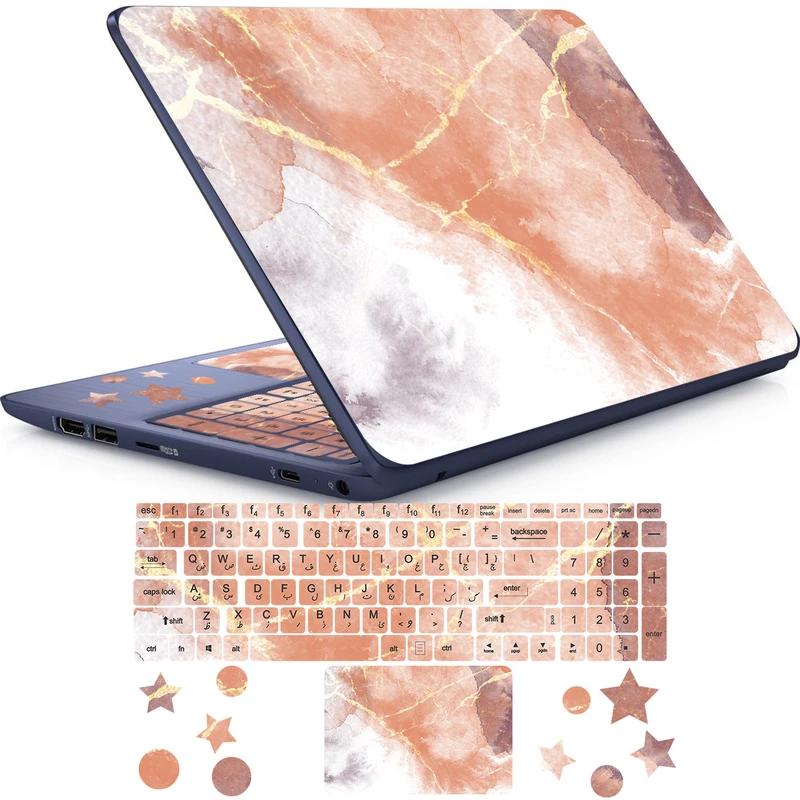    استیکر لپ تاپ راتیانا مدل marble17 مناسب برای لپ تاپ 15 تا 17 اینچ به همراه برچسب حروف فارسی کیبورد