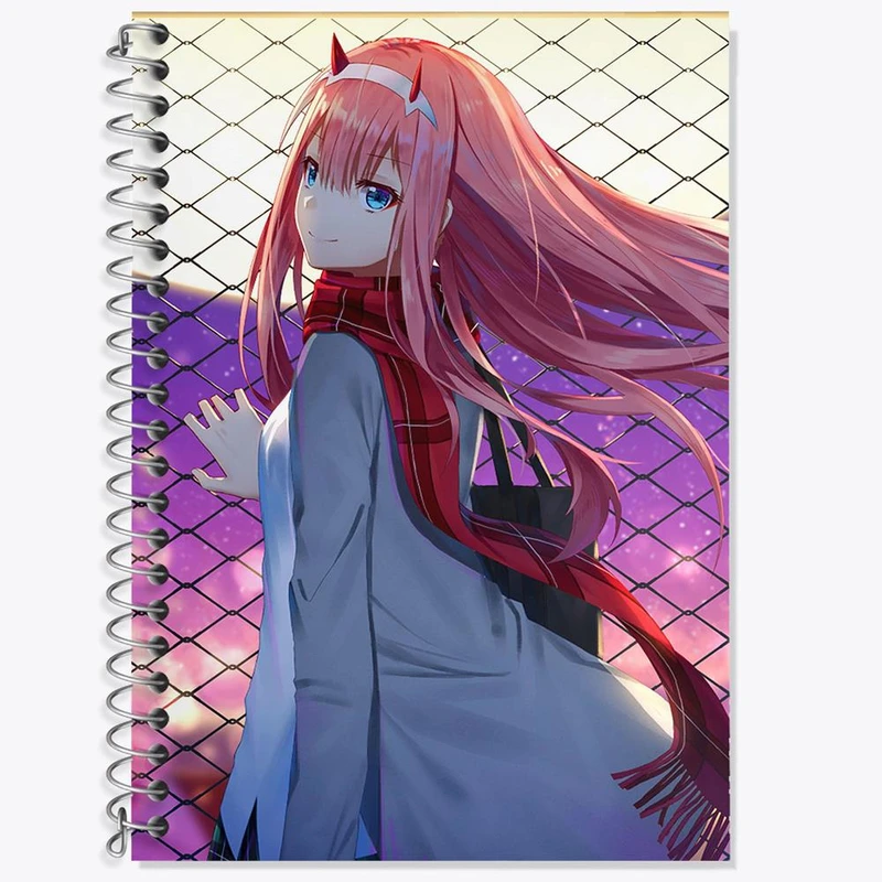 دفتر زبان 50 برگ خندالو مدل سه خط طرح زیروتو انیمه دارلینگ در فرنکس کد 11989