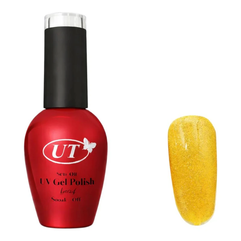 لاک ژل براق ناخن یوتی مدل disco شماره 156 رنگ زرد