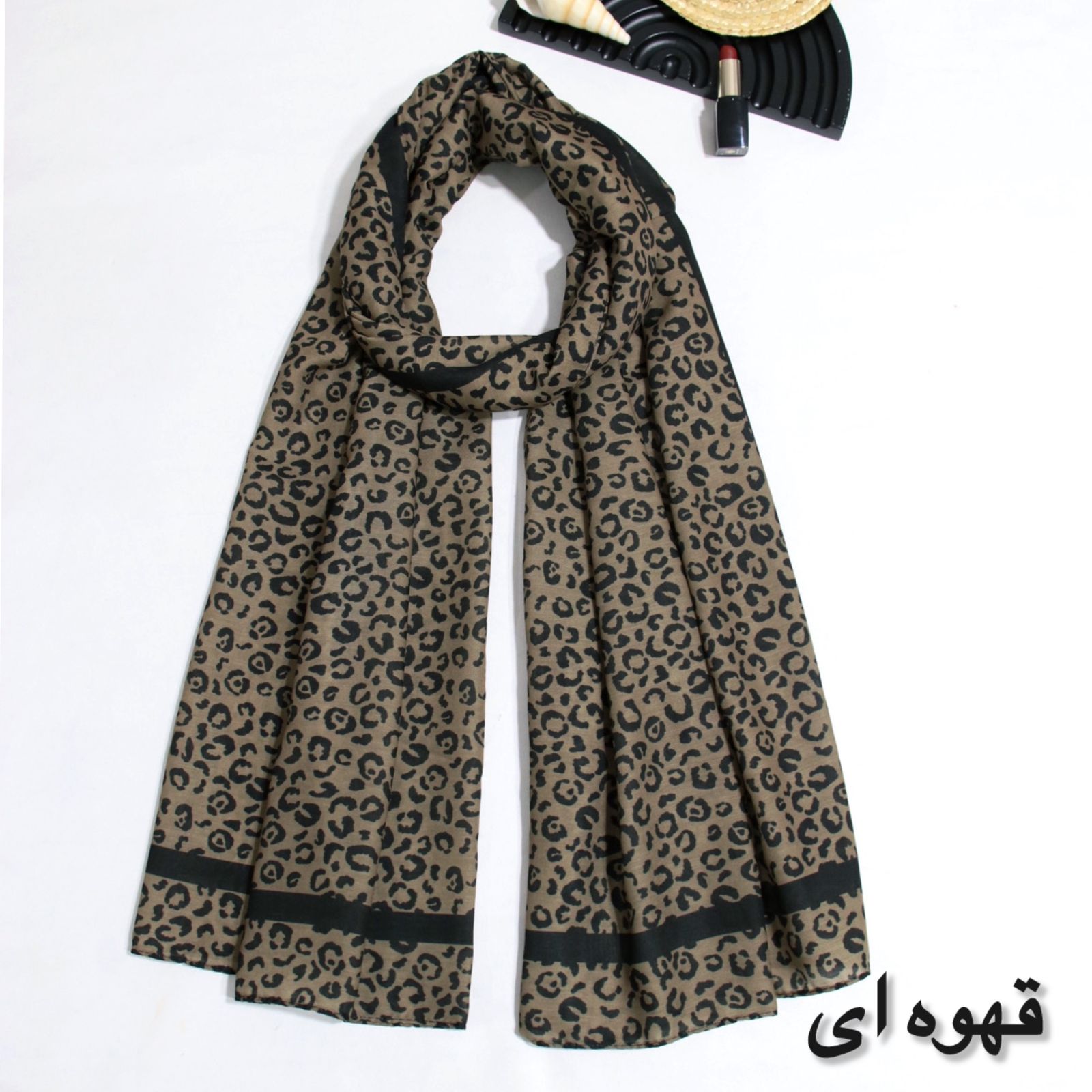 شال زنانه مدل نخی جدید با پترن پلنگی طرح پاییزه کد ana-7072 -  - 2