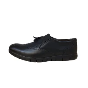 کفش طبی مردانه مدل زیره لاستیک چرم طبیعی کد 087 -01 رنگ  مشکی