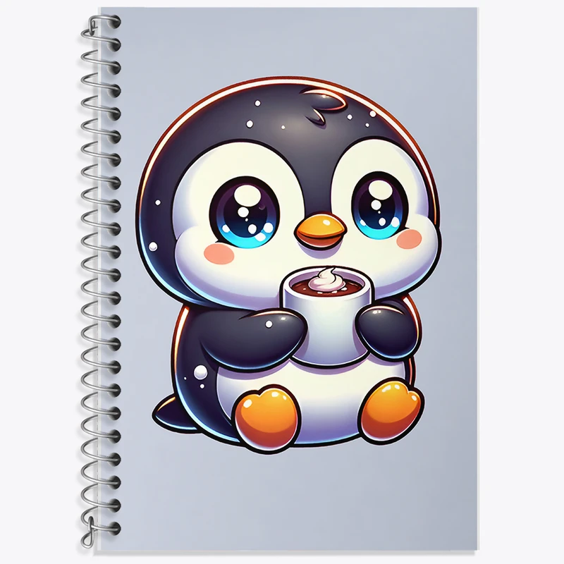 دفتر زبان 50 برگ خندالو مدل دو خط طرح پنگوئن کیوت کد F7712