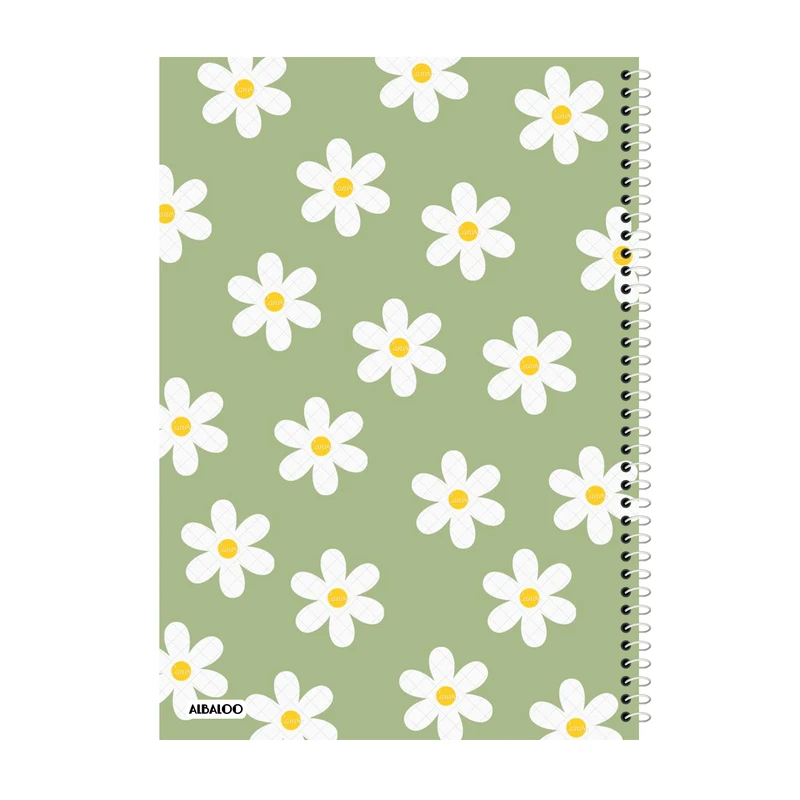 دفتر مشق 100 برگ آلبالو طرح گل بابونه کد 2109