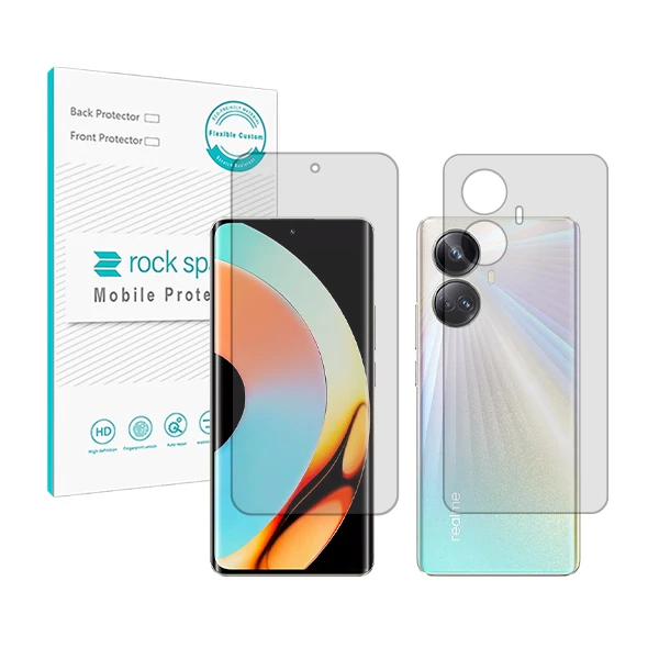 محافظ صفحه نمایش شفاف راک اسپیس مدل HyGEL مناسب برای گوشی موبایل ریلمی 10 Pro+ به همراه محافظ پشت گوشی