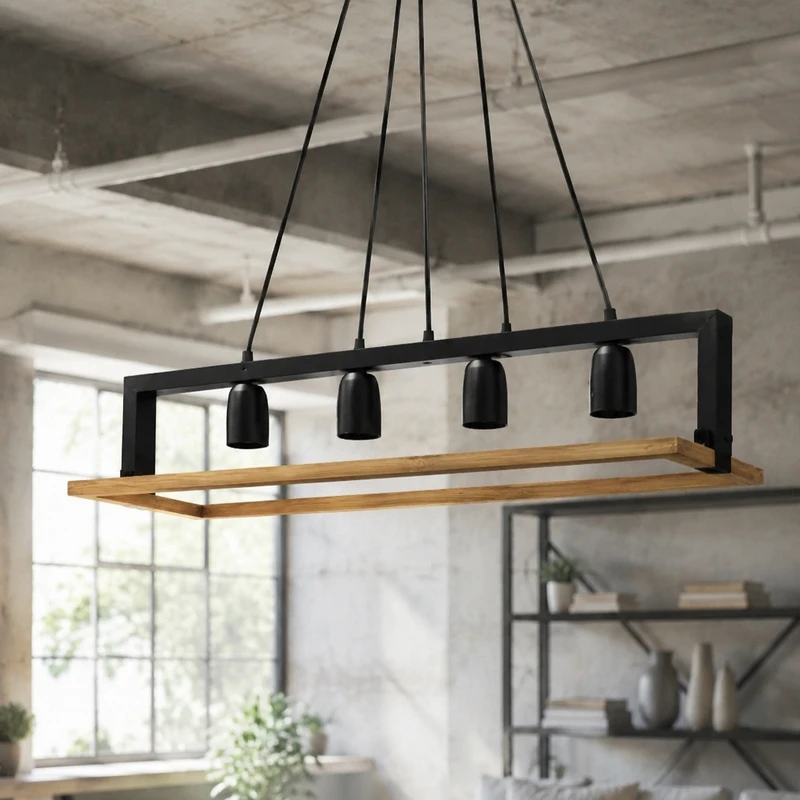 لوستر 4 شعله شاهان تک مدل wood.24