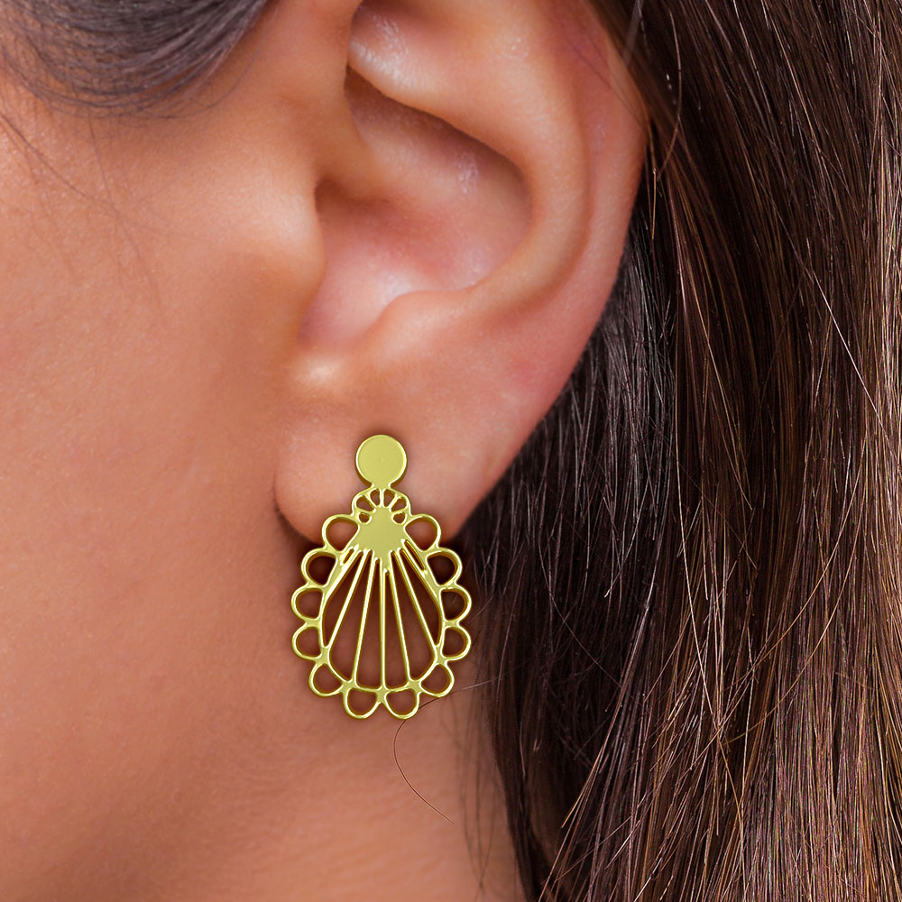 گوشواره طلا 18 عیار زنانه مدوپد مدل هندسی کد GA1-10806