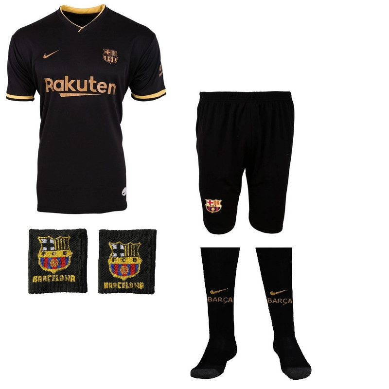ست 4 تکه لباس ورزشی پسرانه طرح بارسلون دوما مدل مسی 2021 کد away