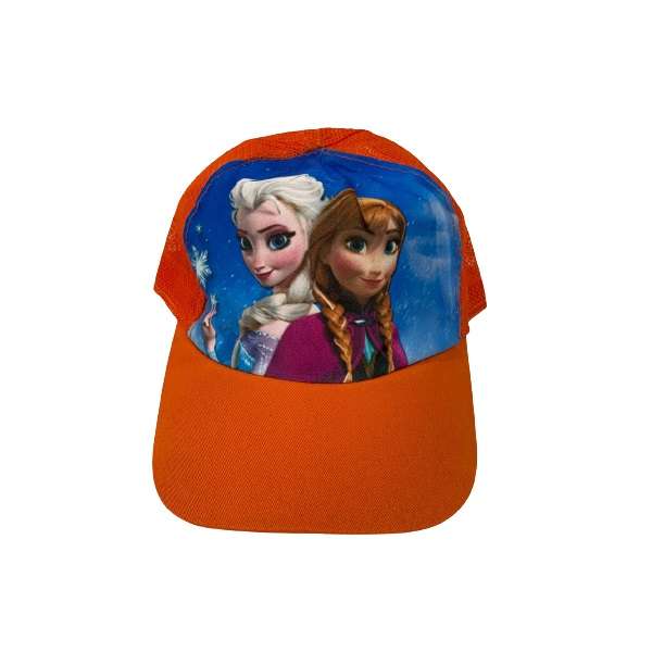 کلاه کپ دخترانه مدل پشت توری السا و آنا رنگ نارنجی