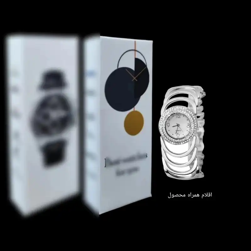 ساعت مچی عقربه ای زنانه مدل قاب نگین دار بند حلقه ای کد 2