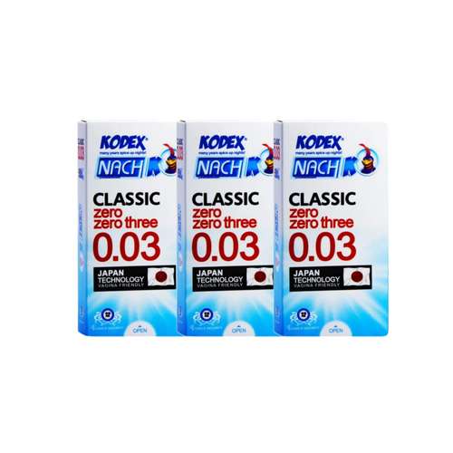 کاندوم ناچ کدکس مدل 0.03 کلاسیک مجموعه 3 عددی