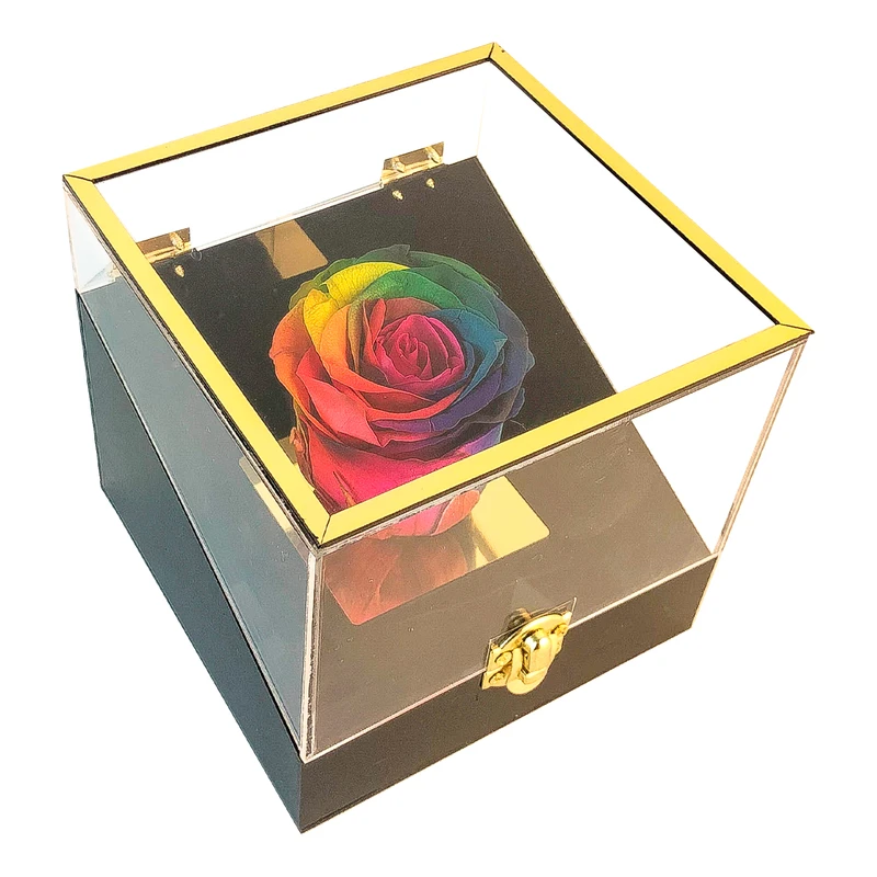 گل رز جاودان مدل مکعبی تمام پلکسی کد BK001