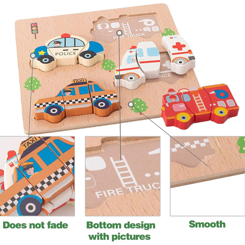 پازل آموزشی سمید مدل جورچین برشی طرح ماشین های امدادی