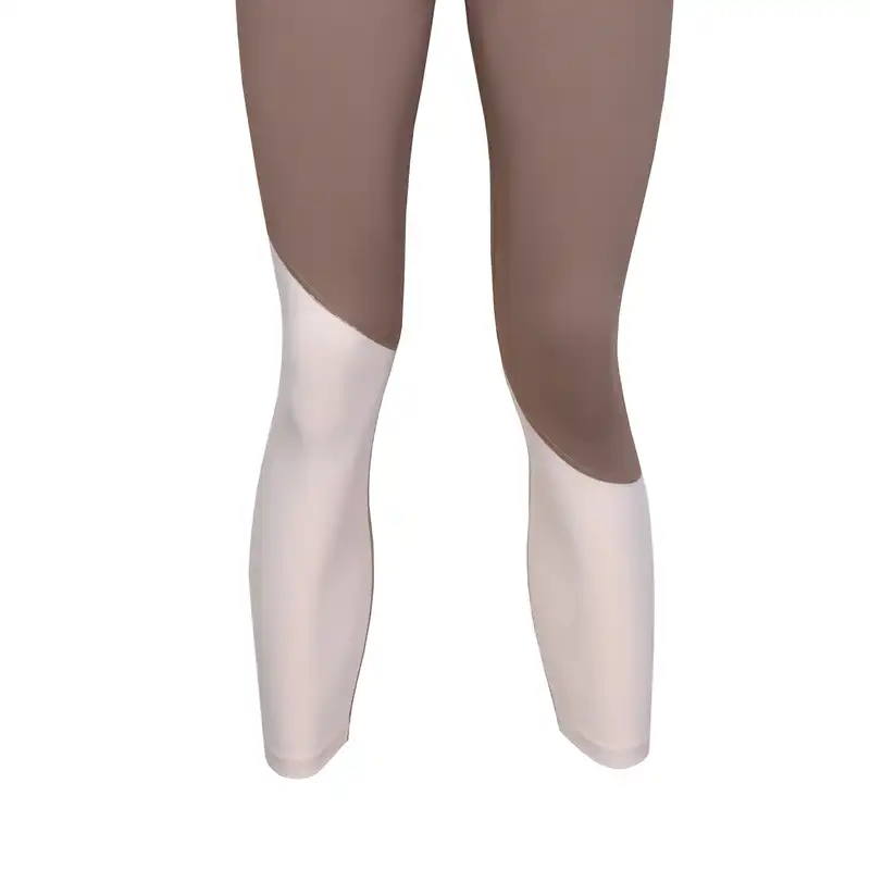 لگینگ ورزشی زنانه مدل کمر گنی 10 سانتی رنگ قهوه ای