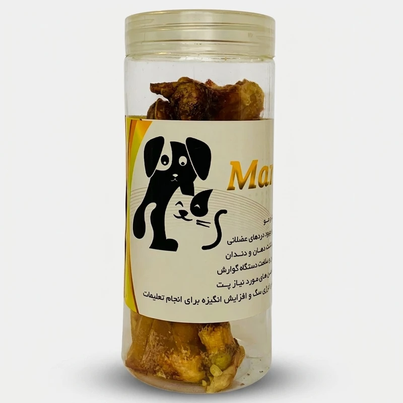 تشویقی سگ پت ماردین مدل حلق گوساله اسلایسی طعم گوشت وزن 90 گرم