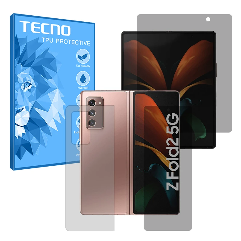 محافظ صفحه نمایش حریم شخصی تکنو مدل Resistant مناسب برای گوشی موبایل سامسونگ Galaxy Z Fold 2 به همراه محافظ پشت گوشی