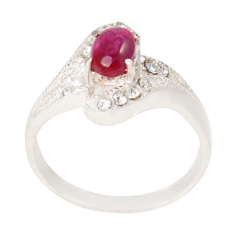 انگشتر نقره زنانه بازرگانی میلادی مدل سنگ یاقوت کد AW_488