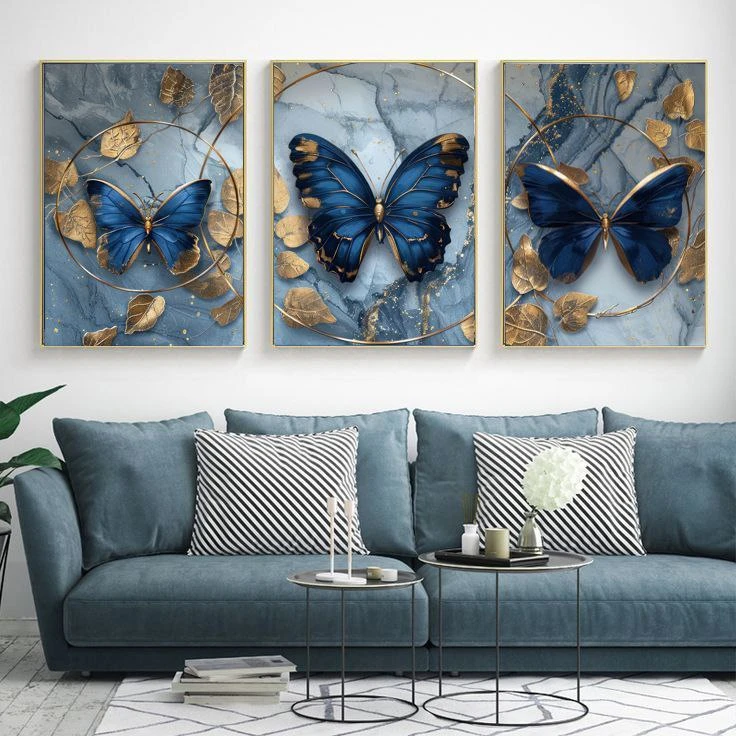 تابلو آتریسا طرح پروانه مدرن مدلAT00677 مجموعه3عددی 