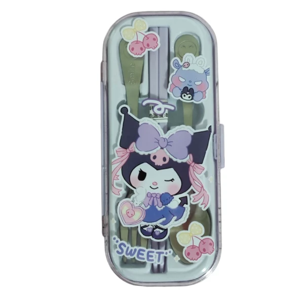 قاشق و چنگال کودک مدل Smile طرح کرومی 2 مجموعه 4 عددی