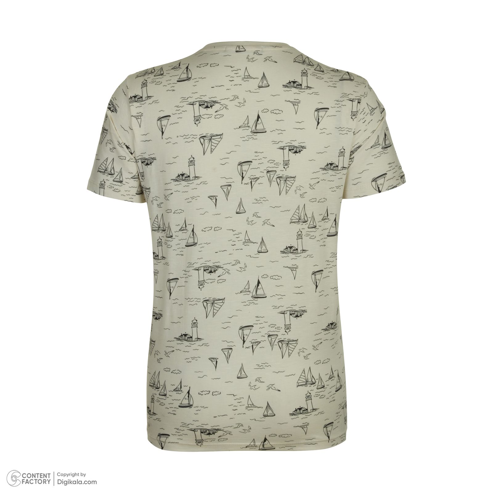 تی شرت آستین کوتاه مردانه باینت مدل 755-4 رنگ کرم روشن -  - 4