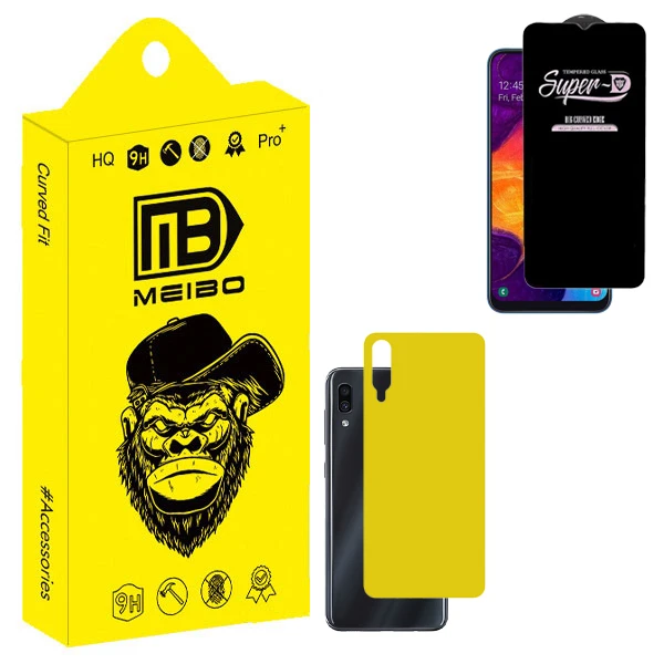 محافظ صفحه نمایش میبو مدل SuperD Guard مناسب برای گوشی موبایل سامسونگ galaxy a30 به همراه محافظ پشت گوشی