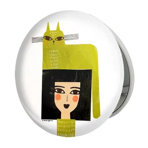 آینه جیبی خندالو طرح دخترونه مدل تاشو کد 6120 