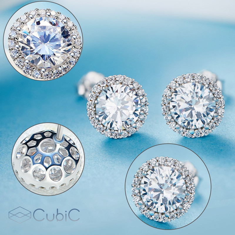 گوشواره نقره زنانه کوبیک مدل QE-2409