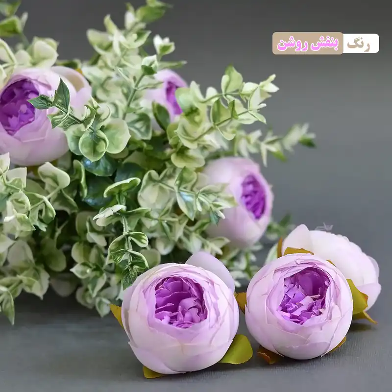 گل مصنوعی مدل سرگل پیونی هلندی بسته سه عددی