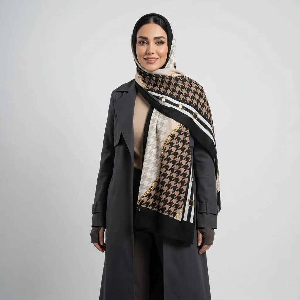 شال زنانه مدل موهر زمستانی طرح پیچازی جدید کد ana-2761
