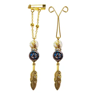 ست گیره روسری و سنجاق سینه زنانه مدل برگ